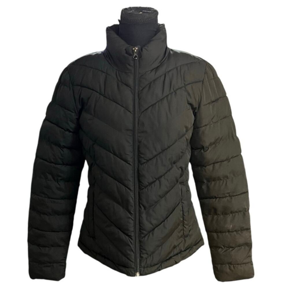 GAP Black Zip Front High Neck Puffer Jacket Size M